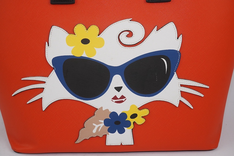 A Karl Lagerfeld Paris orange PVC Choupette beach tote bag and purse, length 32cm, width 17cm, height 29.5cm